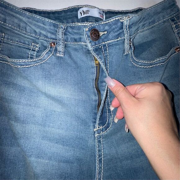 YMI Women's High Rise Skater Wide-Leg Cargo Jeans Blue Size 13 / 31 - Picture 11 of 15